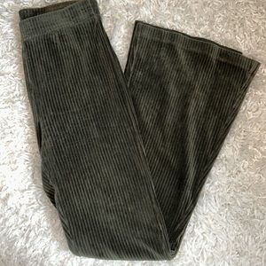 Aerie Forest Green Flared Corduroy Pants
